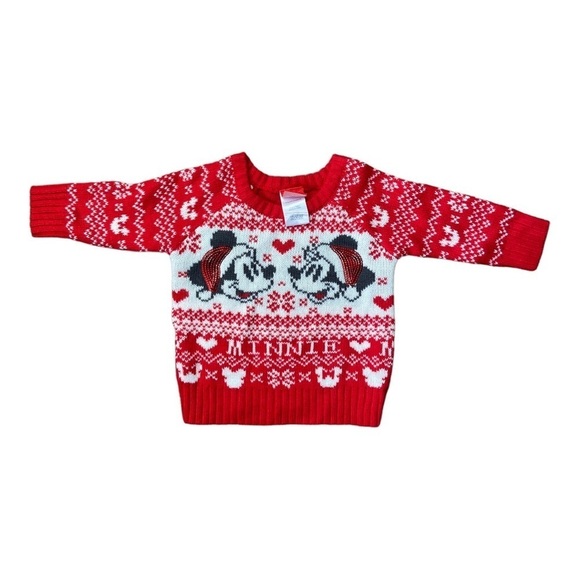 Disney Baby Girls Red Mickey & Minnie Christmas Sweater Size 6-9 Months NWOT - Picture 12 of 15